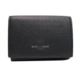 Saint Laurent Wallet Tri fold Leather Black